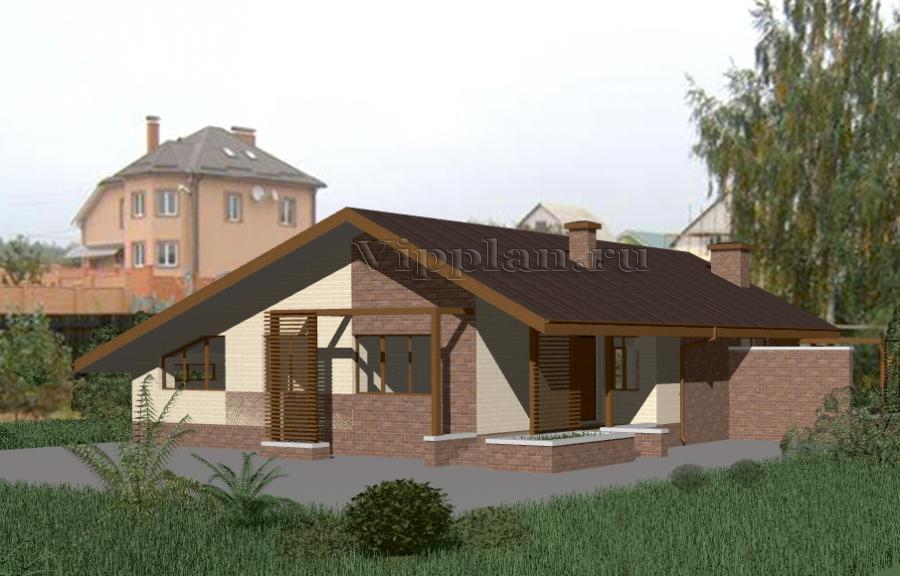 Одноэтажный дом с террасами и зимним садом