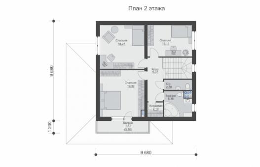 Двухэтажный дом с кухней-гостиной, четыремя спальнями и балконом